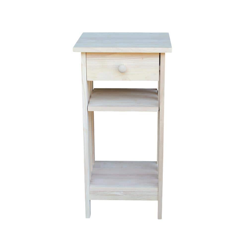 Unfinished Parawood Mission Telephone Stand with Storage
