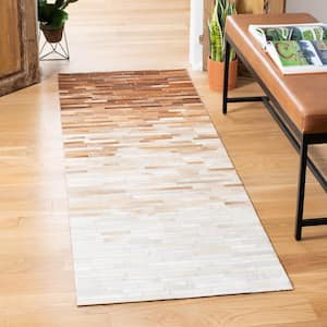 Studio Leather Ivory Brown 2 ft. x 7 ft. Distress Runner Rug