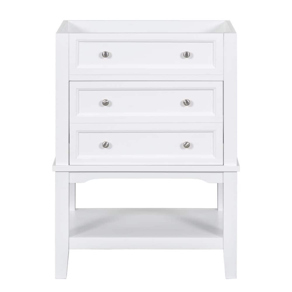 24 in. Freestanding Rectangular Bath Vanity Cabinet without Top in White wi