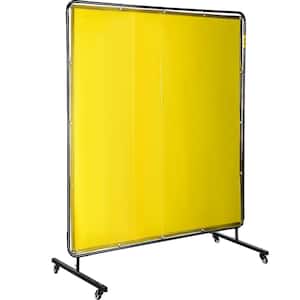 Welding Screen with Frame 6 ft. x 6 ft. Welding Curtain with 4-Wheels Welding Protection Screen Yellow Vinyl