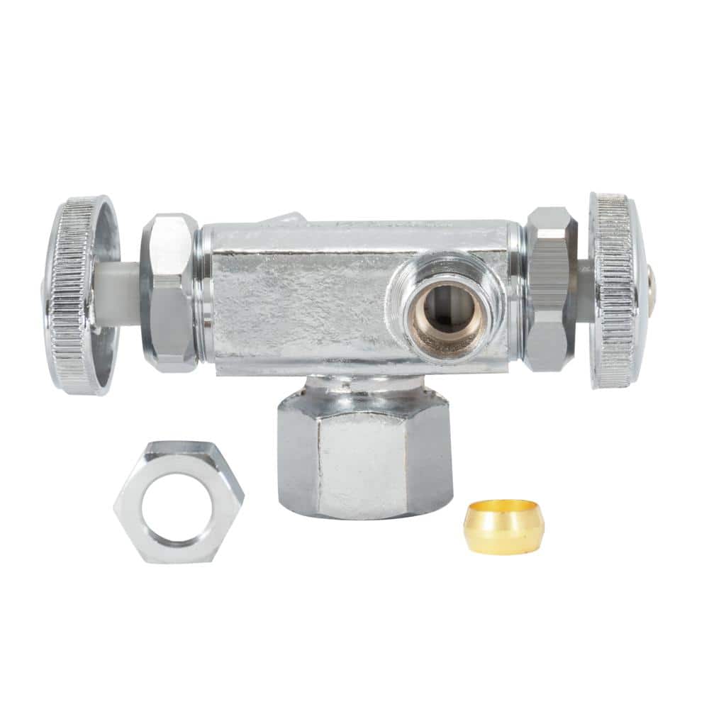 Chrome Dual Handle Multi-Turn Three Way Stop Valve