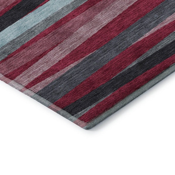 Mayfield Premium Machine Washable Abstract AMF997 Burgundy 3 ft. x 5 ft. Area Rug