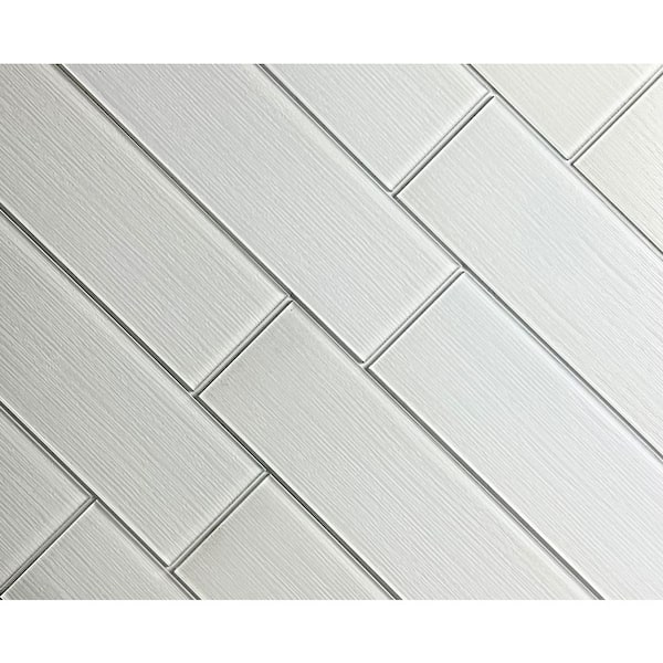 American Country Style Glass Snow White Subway 3 in. x 16 in. Textured Glass Wall Tile (20 sq. ft./Case)