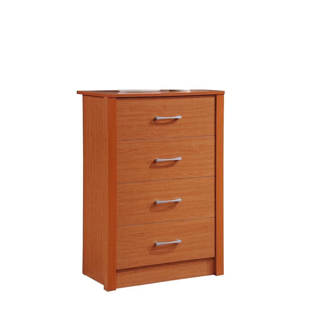 Cherry Wood 40'' High 4-Drawer Chest with Soft Close and Roller