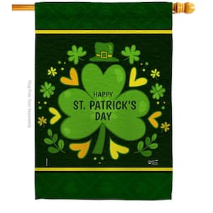 28 in. x 40 in. St Pat's Clover Spring House Flag Double-Sided Decorative Vertical Flags