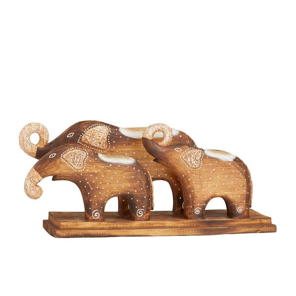 Litton Lane Gray Polystone Elephant Sculpture