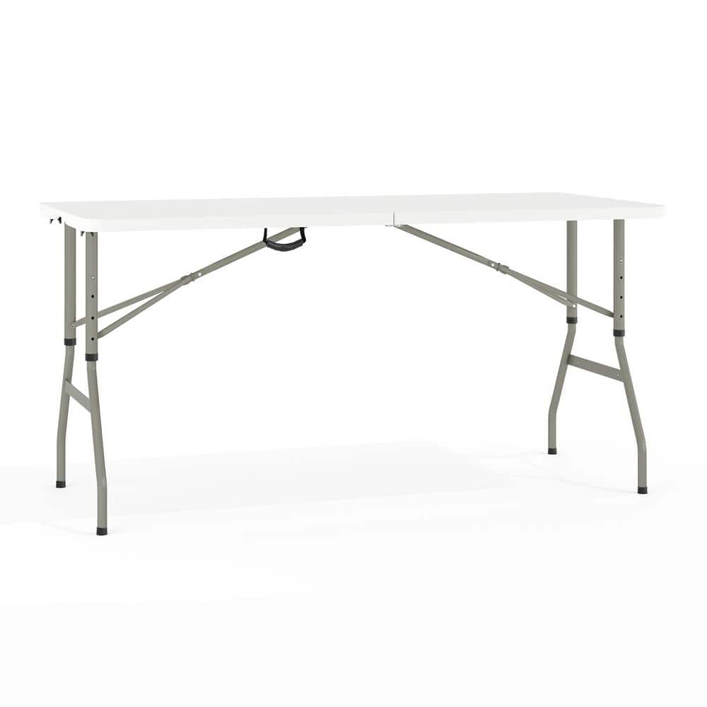 Carnegy Avenue 60 In Granite White Plastic Tabletop Metal Frame Folding Table Cga Rb 231465 Gr 8047