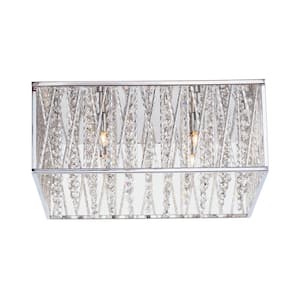 Saynsberry 16 in. 4-Light Chrome Square Flush Mount with Glass Beads