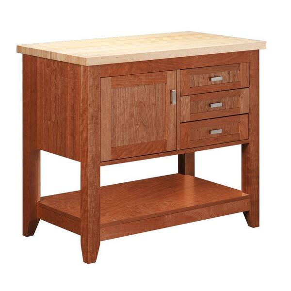 Strasser Woodenworks Tuscany 42 in. Kitchen Island in Cinnamon Cherry with Maple Top