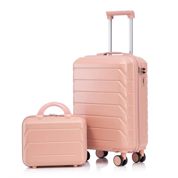 Lavor 2-Piece Pink ABS Hardside Spinner Wheel Luggage Set with Combination Lock and Cosmetic Case