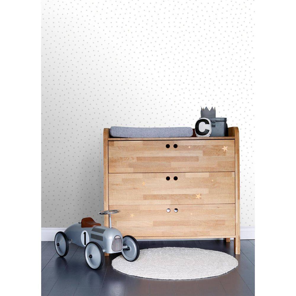 Pixie Grey Dots Non-Woven Playful Wallpaper, 20.9-in x 33-ft