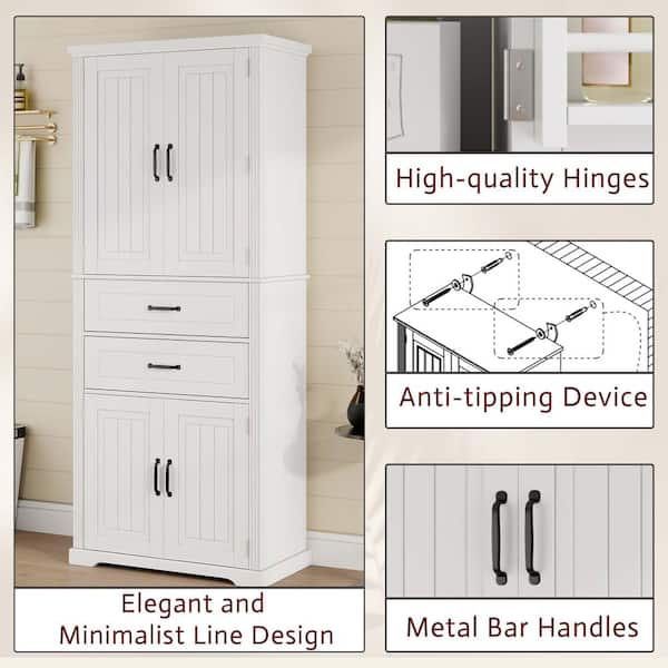Jen専用ページ JUJABU 30 in. W x 15.8 in. D x 72.5 in. H White Linen Cabinet with