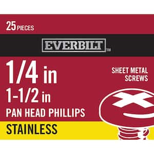 #14 x 1-1/2 in. Stainless Steel Phillips Pan Head Sheet Metal Screw (25-Pack)