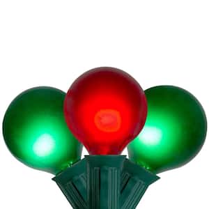 15-Count Red and Green G50 Globe Christmas Light Set, 13.5 ft. Green Wire