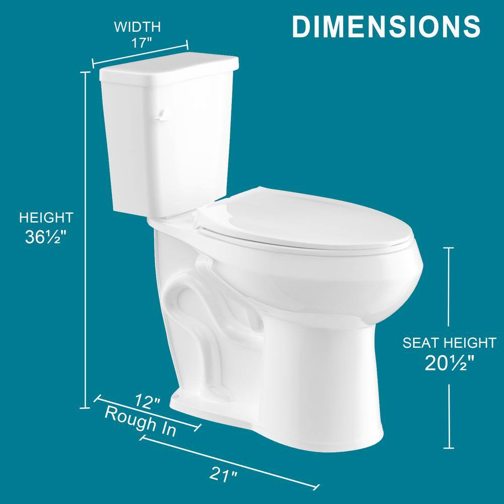 19" White Vitreous China Dual Flush Round Two-Piece Toilet