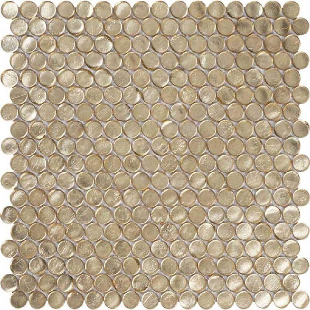 Gold 4 in. x 5 in. Penny Round Glass Floor and Wall Mosaic Tile Sample (0.13 sq.ft./Piece) price history on PriceWatchPro