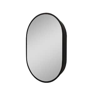 24 in. W x 36 in. H Surface Mount Black Oval Medicine Cabinet with Mirror and Removable Shelves