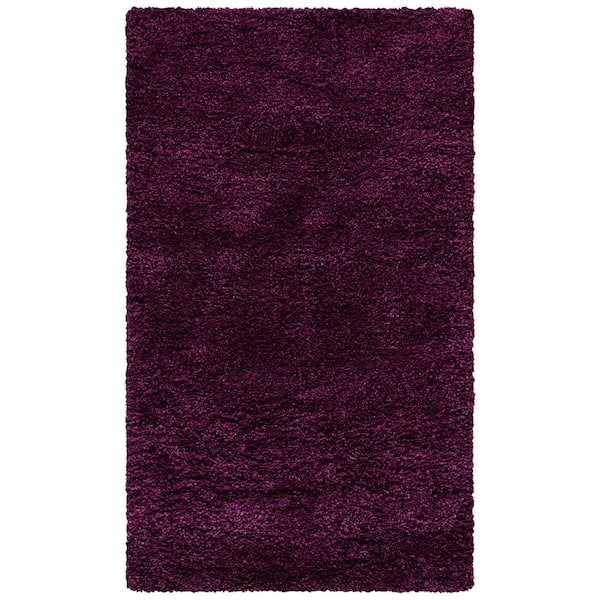 California Shag 2 ft. x 3 ft. Purple Solid Flokati Area Rug