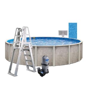 Sahara 18 ft. Round 54 in. Deep Hard Side Metal Wall with Resin Frame Above Ground Swimming Pool Package