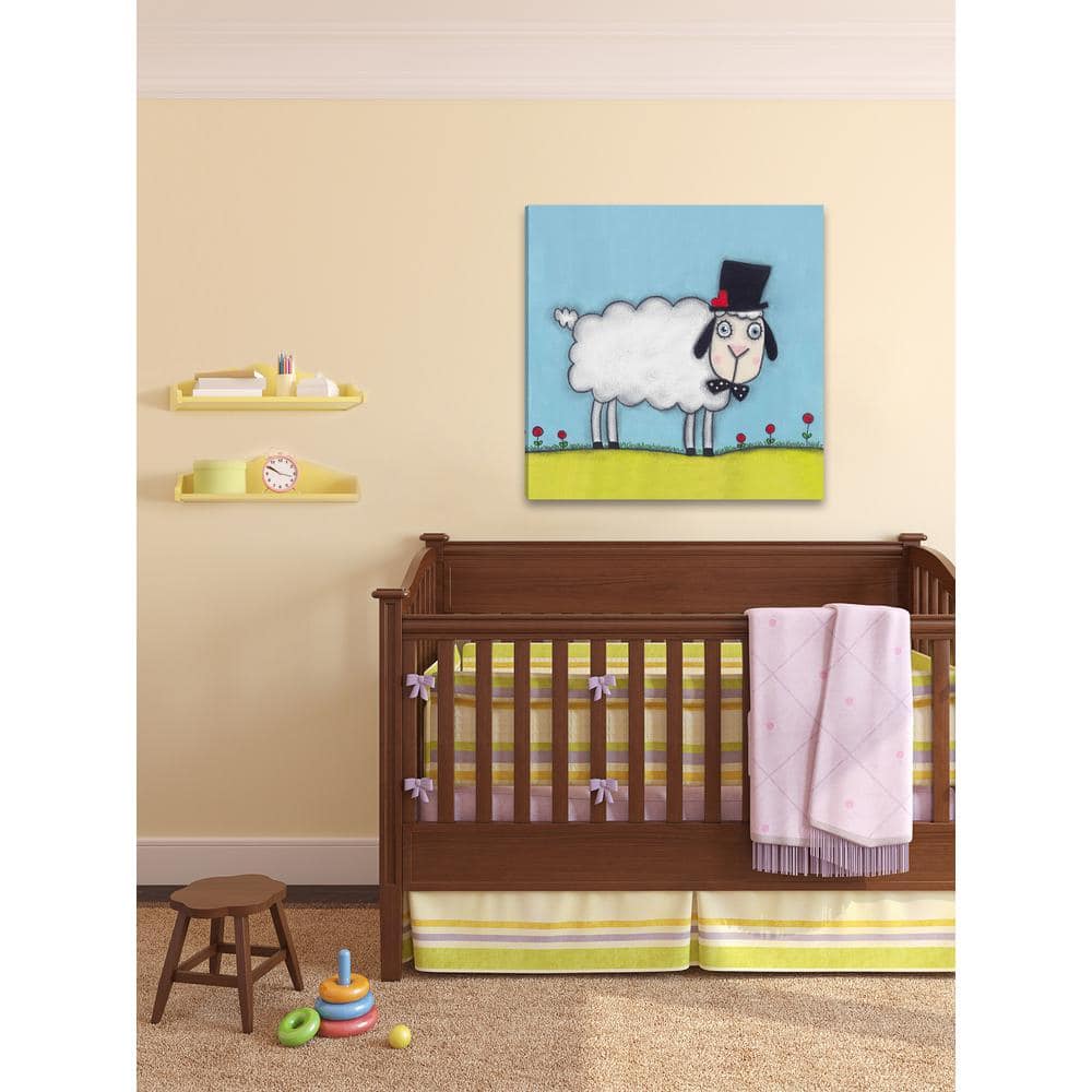Charming Sheep with Hat Canvas Art for Kids' Nursery
