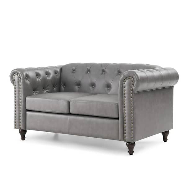 ARTFUL LIVING DESIGN Hector 60"Wide Grey Tufted Loveseat with Rolled Arms