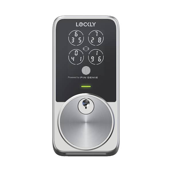 Lockly PIN Genie Pro Zeno Series Satin Nickel Deadbolt WiFi Smart Lock, Apple Home Key, Siri/Google/Alexa, Keypad, App, Key