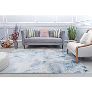 Samina Silas Sheer Bliss White Abstract Vintage 5 ft. x 7 ft. Area Rug