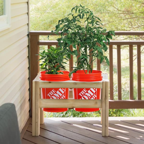 2-Bucket Natural Wood Cedar Rectangle Elevated Garden Raised Bed Frame (28 in. L x 16 in. W x 20 in. H)