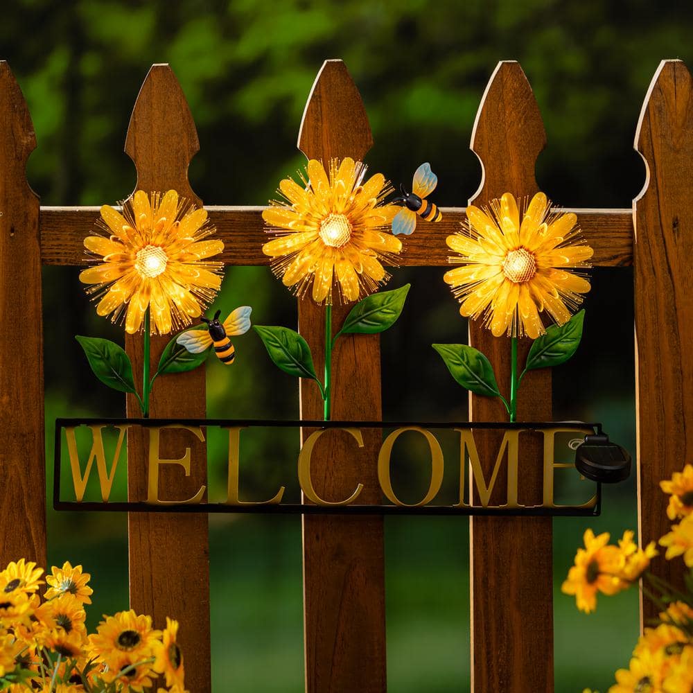 Evergreen Enterprises 28 in. Fiber Optic Metal Sunflower Garden Sign