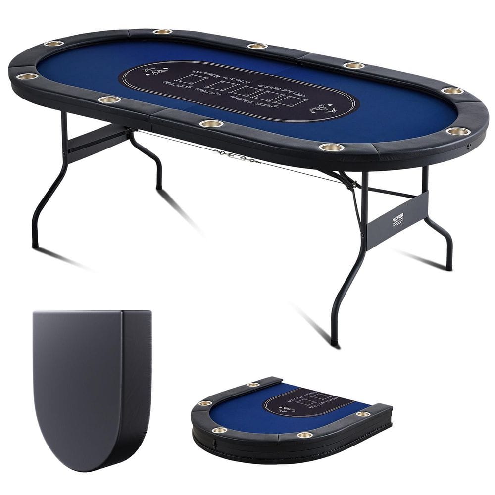 10 Player Foldable Poker Table, Texas Holdem w/ Padded Rails, Stainless Steel Cup Holders, 84  in. Portable Casino Table price history on PriceWatchPro