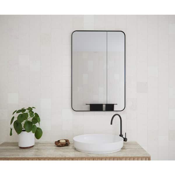 Calla 24 in. W x 36 in. H x 5 in. D Recessed Medicine Cabinet in Black with Mirror