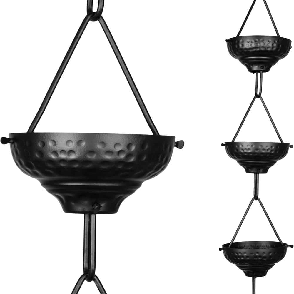Monarch Aluminum Eastern Hammered Cup Rain Chain, 8.5 Ft Length (Black Powder Coated) price history on PriceWatchPro