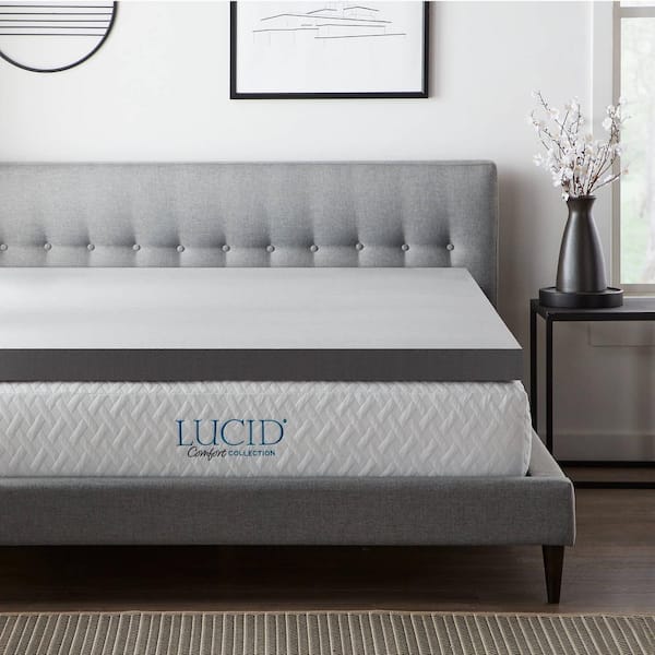 Lucid Comfort Collection 4 Inch Aloe Infused Memory Foam Topper- Cal King