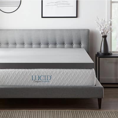 lucid 4 inch bamboo charcoal memory foam mattress topper