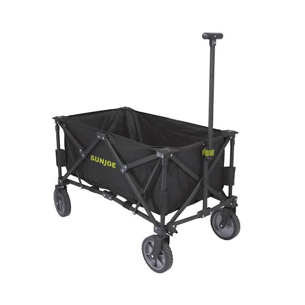Sun Joe 4.8 cu. ft. Metal Framed Utility Garden Cart Heavy-Duty with Swivel Front Wheels and Adjustable Handle