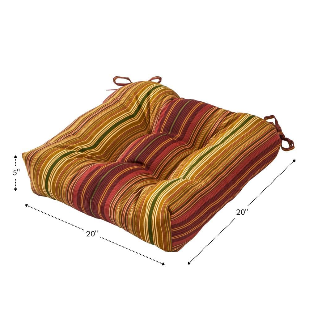 Kinnabari Stripe 20" Multicolor Polyester Outdoor Dining Chair Cushions