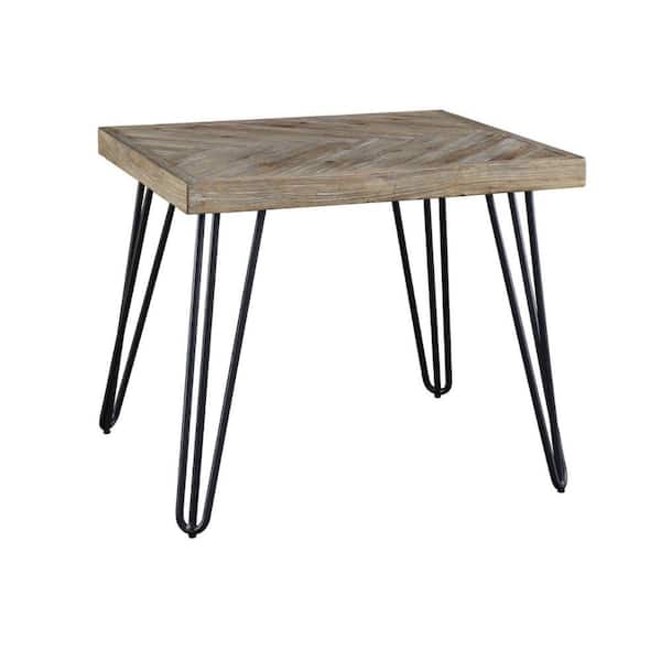 Benjara 27 in. Black and Brown Rectangle Wood End Table with Hairpin Metal Legs