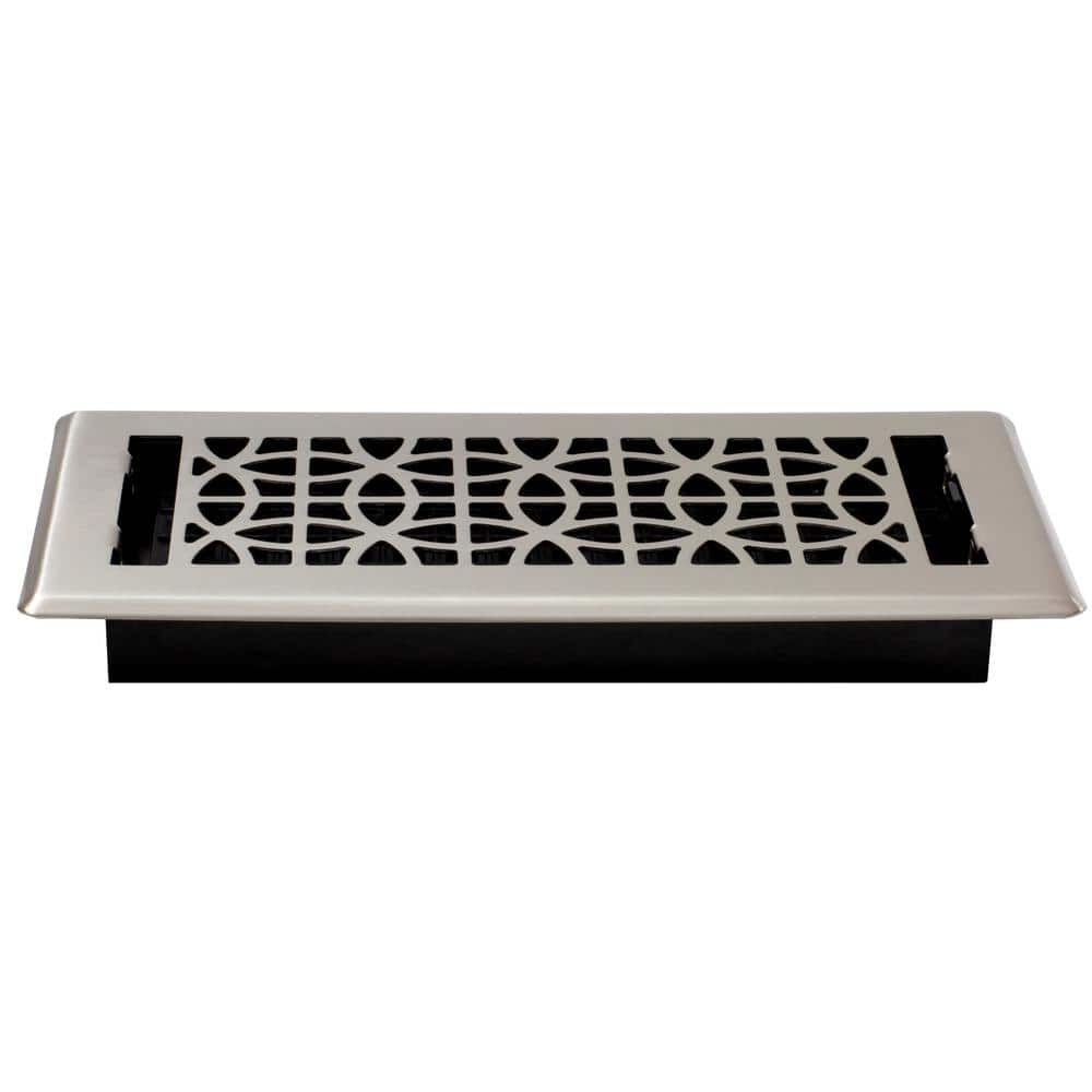 Eclipse Brushed Nickel 4" x 10" Steel Floor Register