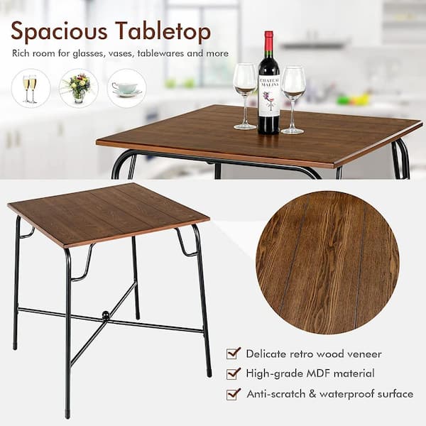 Alpulon 5-Piece Metal Outdoor Bar Table Set with 4 Counter Height 
