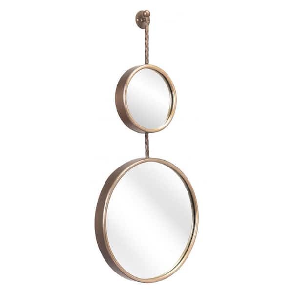 HomeRoots 15.9 in. x 34.8 in. Classic Irregular Framed Gold Vanity Mirror
