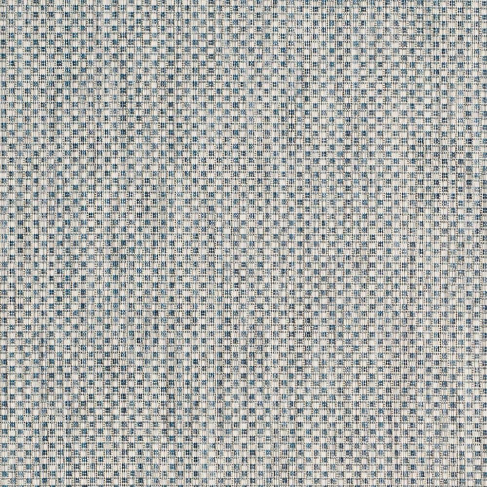 Navy and Grey Square Synthetic Outdoor Area Rug