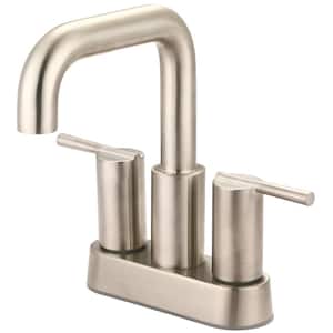 L-7533-BN Double Handle 4 in. Centerset Rigid 90° Spout Bathroom Faucet Drain Kit Included in PVD Brushed Nickel