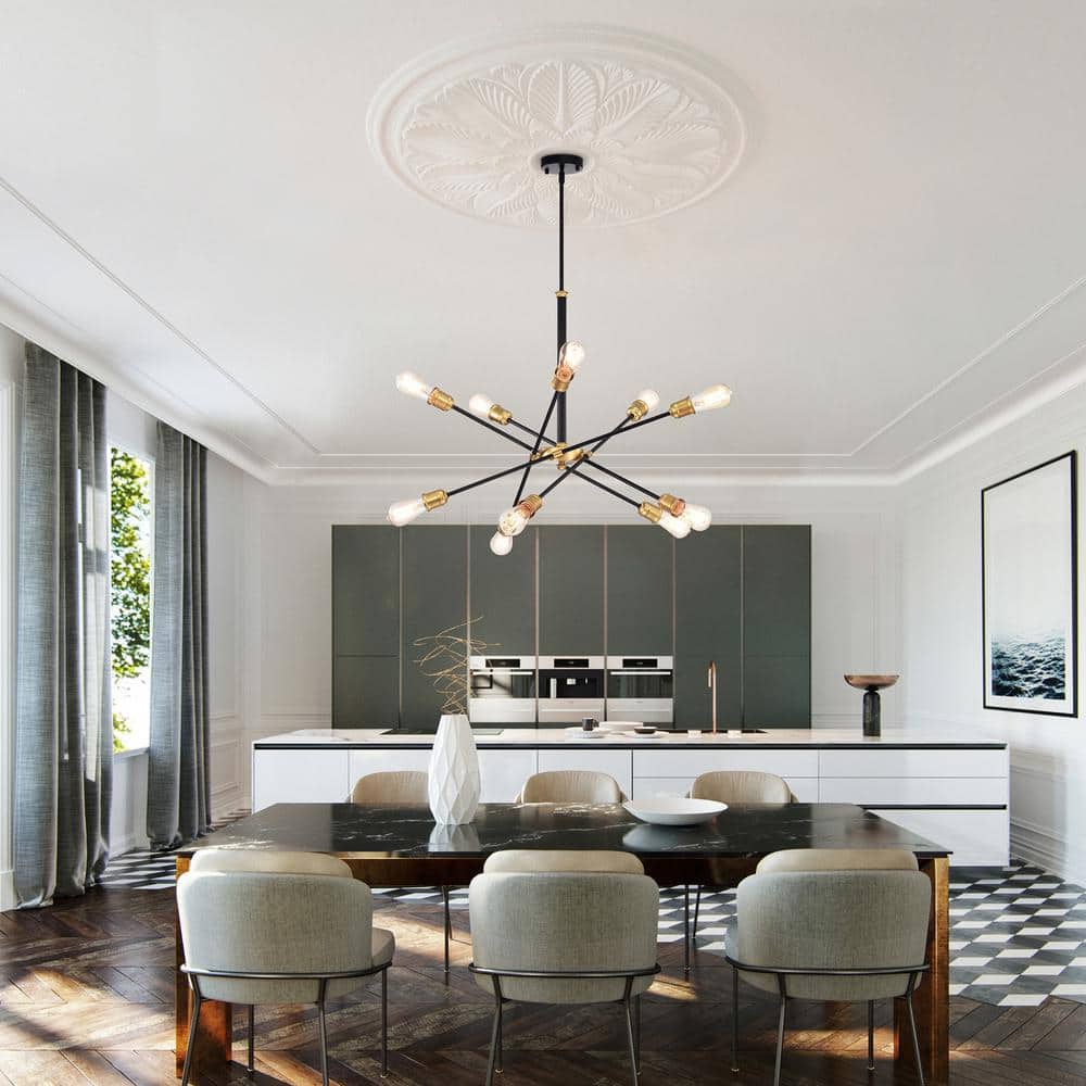 Lorena Black and Gold 10-Light Sputnik Chandelier
