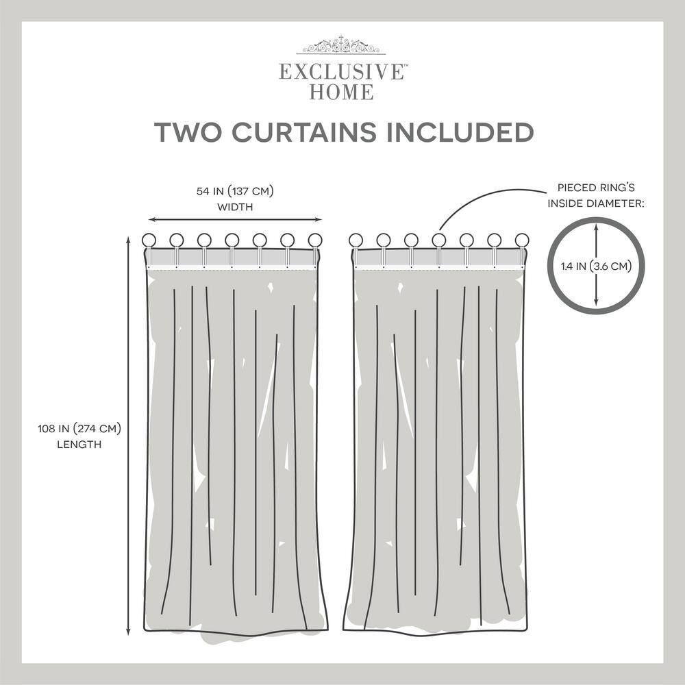 Natural Sheer Ring Top Curtain Panels with Rope Accents, 54"x108", Set of 2