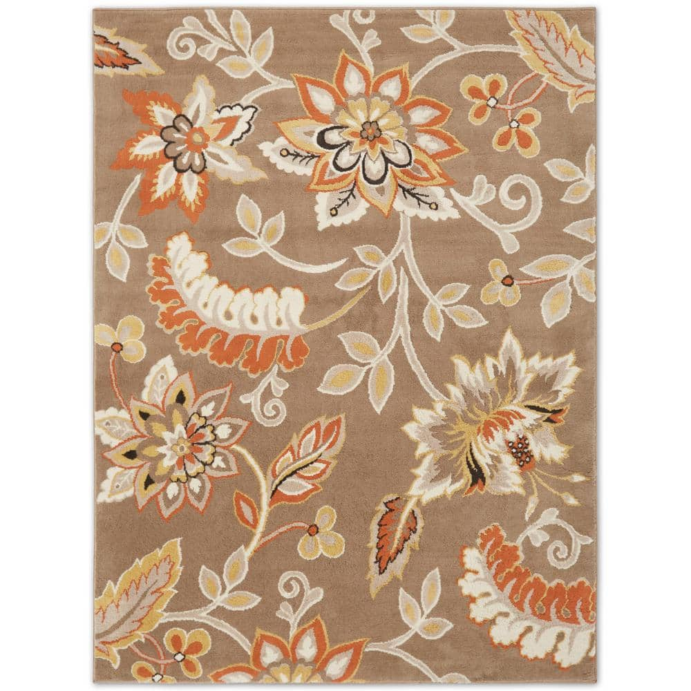 Tremont Teaneck Taupe/Pink 8 ft. x 10 ft. Floral Area Rug -  Home Dynamix, 1N-HD5019-26