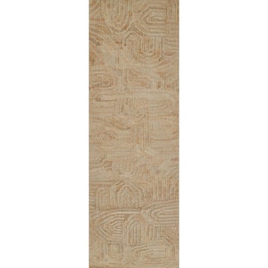 Swell Abstract Natural and Cream 2 in. x 8 in. Jute and Wool Runner Rug