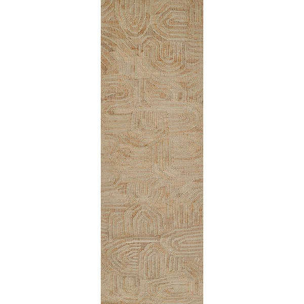 Swell Abstract Natural and Cream 2 in. x 8 in. Jute and Wool Runner Rug