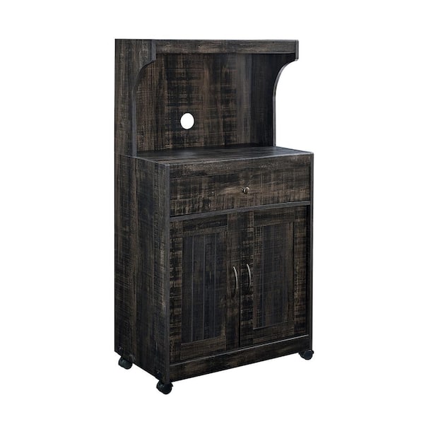 Home Source Industries Home Source Lewisburg Charcoal Microwave Cart with Double Door Cabinet