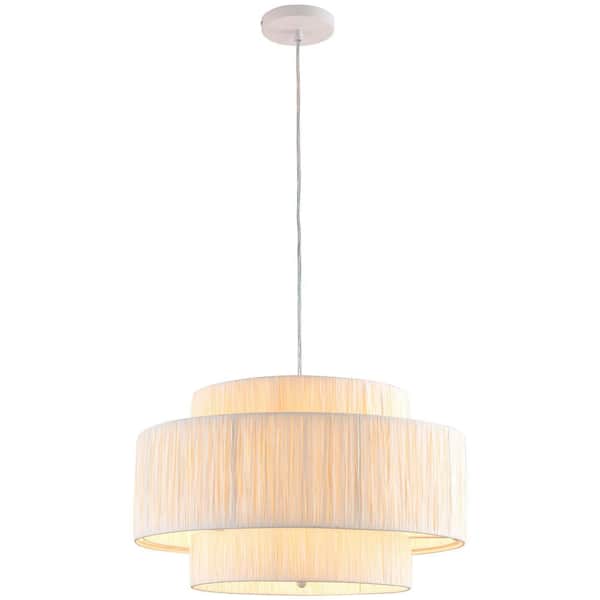 Collision 3-Light Off-white Small Chandelier with Paper Lampshade
