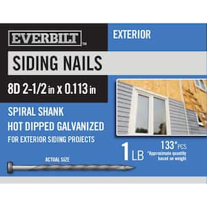 8D 2-1/2 in. Siding Nails Hot Dipped Galvanized 1 lb (Approximately 133 Pieces)